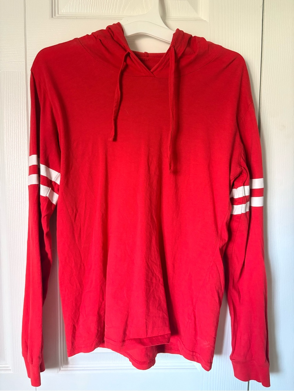 Red Hooded Long Sleeve Tee